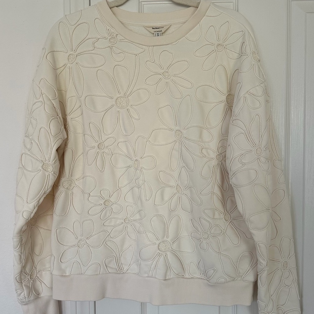River Island Cream Floral Embroidered Sweatshirt